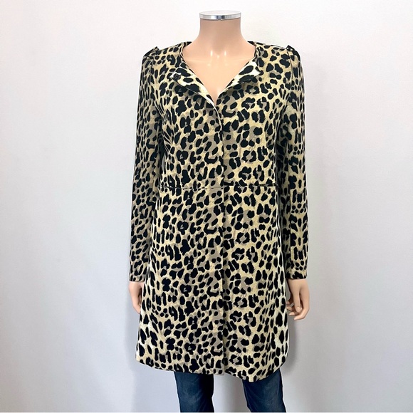WAREHOUSE Leopard Print Jacket Elegant Snap Front - Sz S - Picture 12 of 14